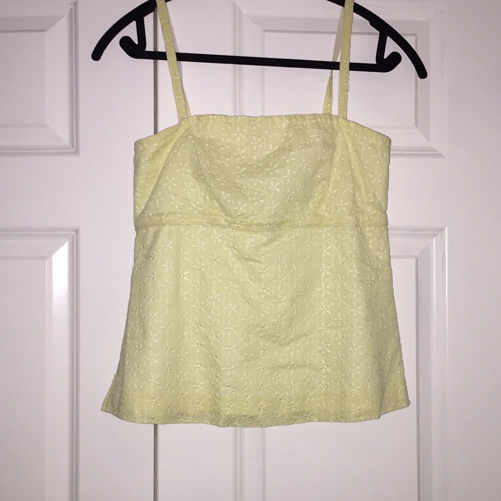 Strapless eyelet top